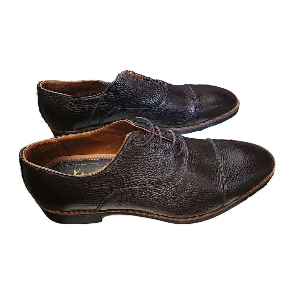 Alan Payne Bern Oxfords Genuine Deerskin Leather Brown Mens Size 11.5 Cap Toe